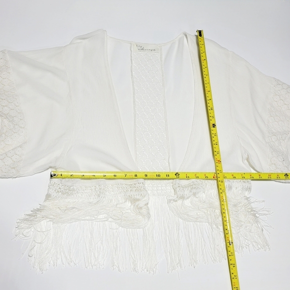 Vintage Havana White Lace & Fringed Boho Duster Cardigan Wrap Women's (L**) - Picture 5 of 6
